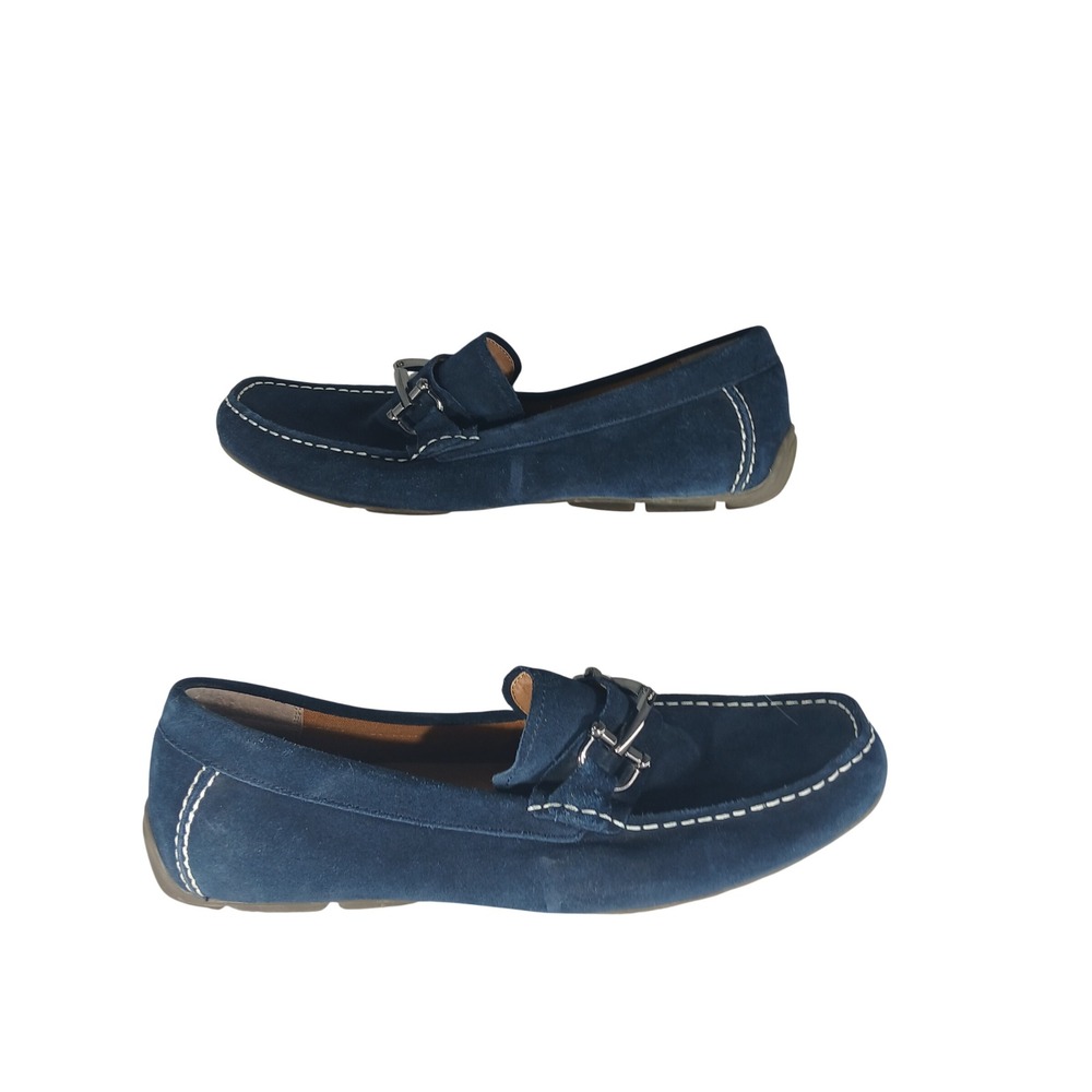 Alfani James Loafers 10.5M Navy Blue Suede Bit Driving Shoes Preppy Nautical